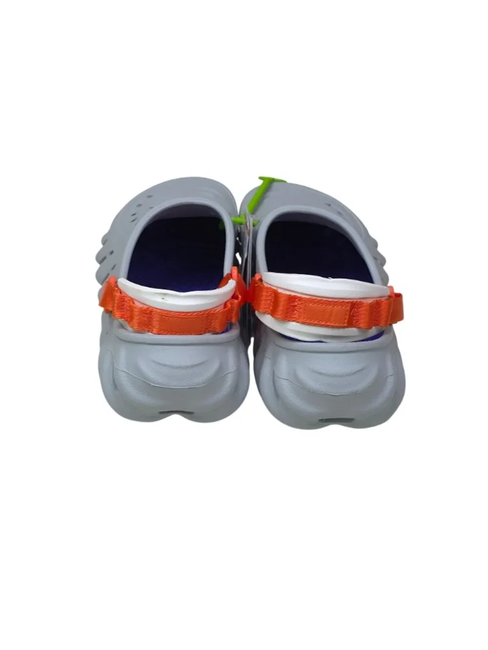 Crocs Echo Clogs Men 5 Women 7 Light Grey Purple W/ Orange Straps